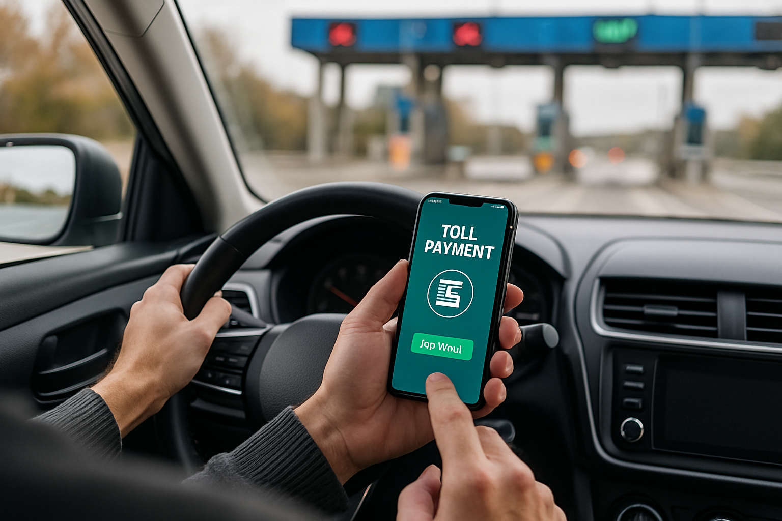 Driver using mobile app for toll payments