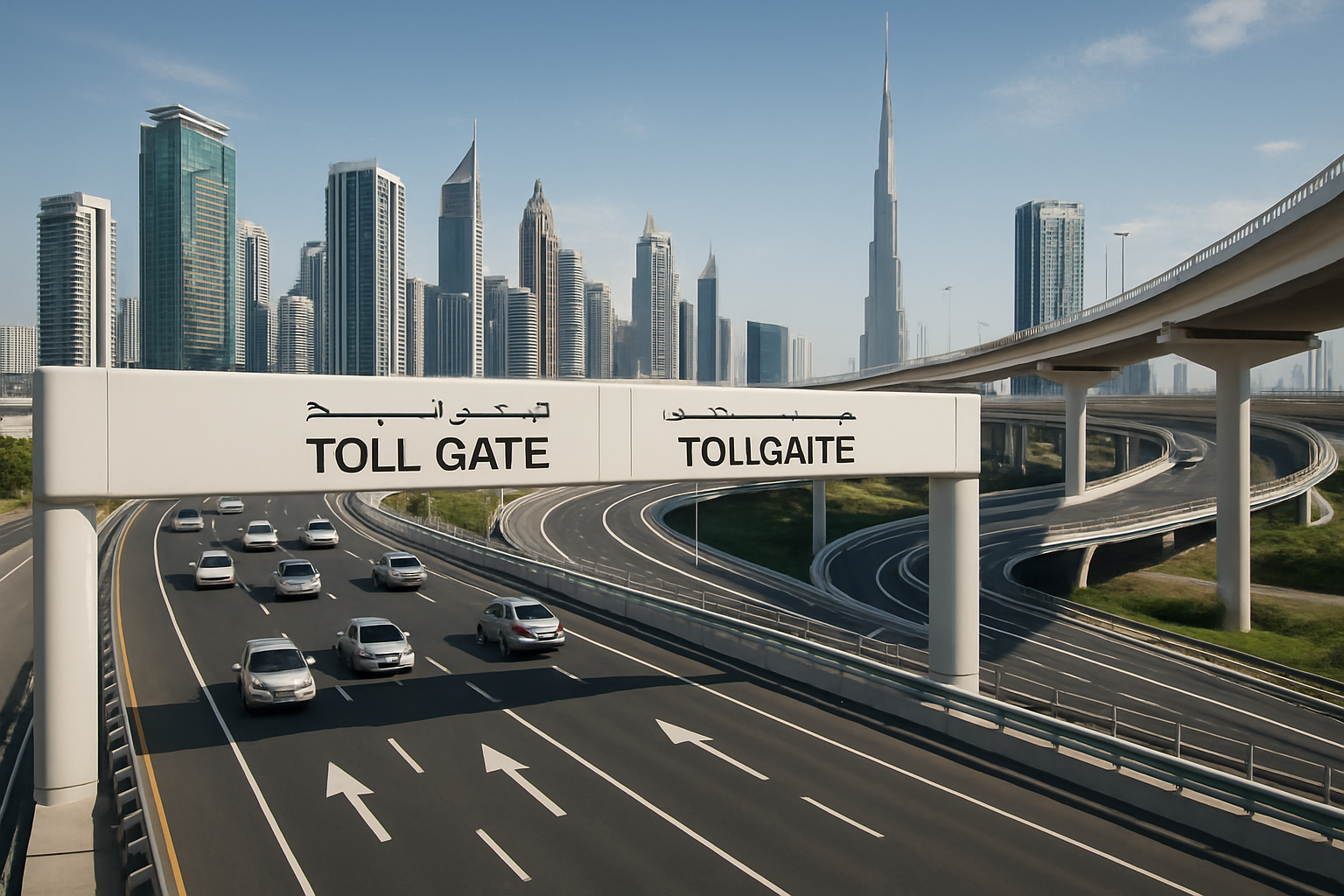 Modern toll road infrastructure in Dubai